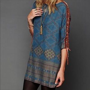 Free People New Romantics lace up sleeve dress